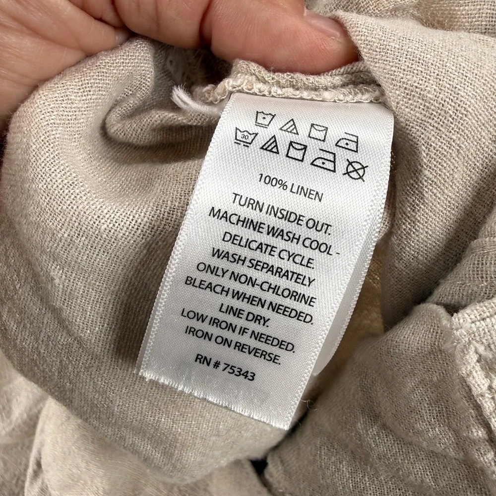 Linen Cargo Pants C&C California Women L Beige Drawstring Coastal Utility Casual